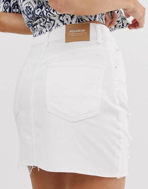 White denim skirt on sale pull and bear