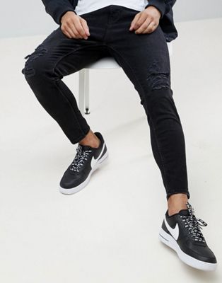 pull and bear black ripped jeans