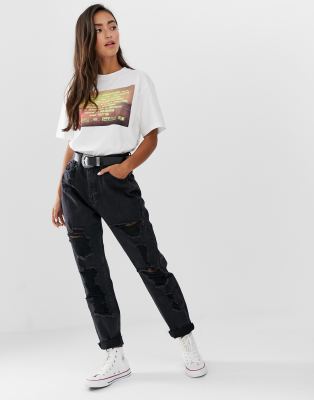 pull and bear black ripped jeans