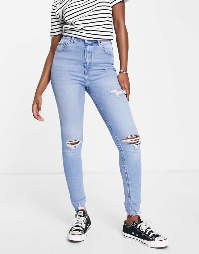 Pull&bear ripped skinny jean in light blue