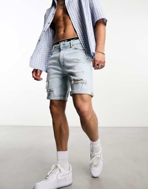 Ripped denim Bermuda shorts - PULL&BEAR