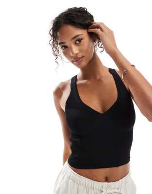 Pull & Bear - Rippstrick-Camisole in Schwarz