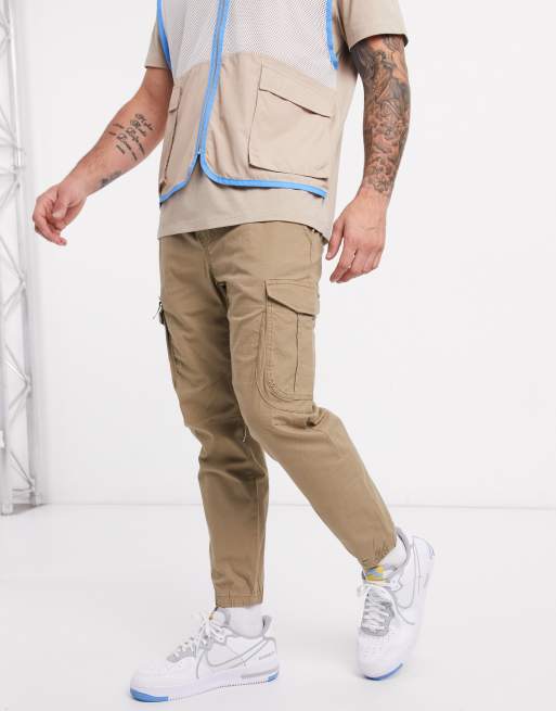 Pull&Bear ripstop cargo pants in tan