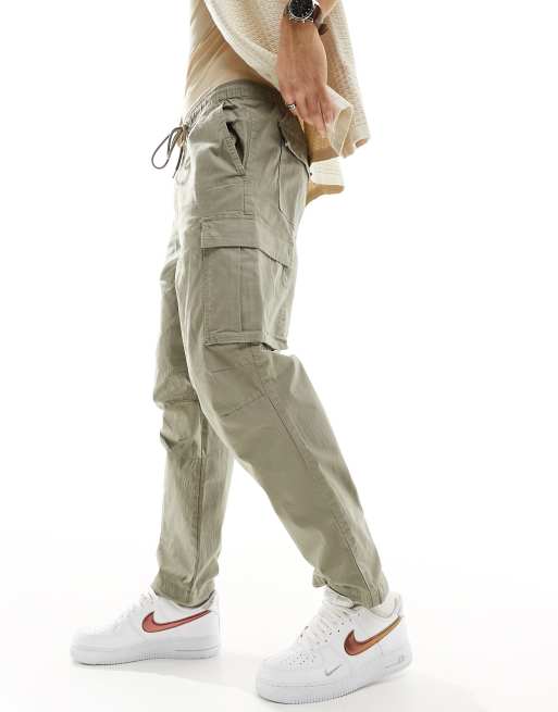 Pull&Bear – Ripstop-Cargohose in Khaki