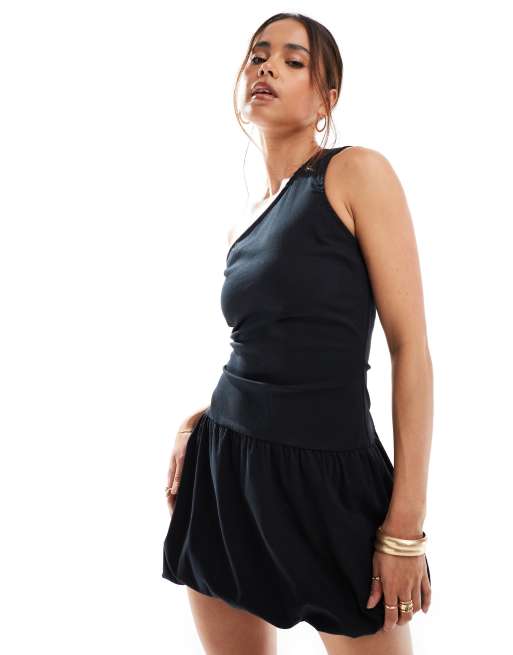 Robe Noire Et Blanche à Pois, Ourlet Asymétrique - Marque George, Taille L - Neuve Sans étiquettes
