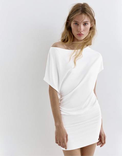 Pull&Bear - Robe asymétrique courte - Blanc - view 1