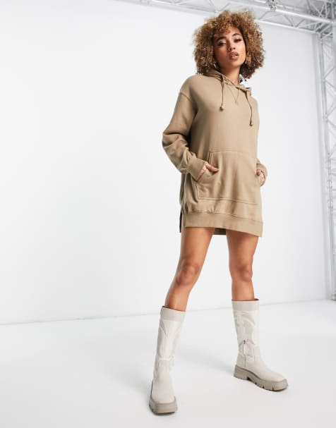 Pull&Bear - Robe courte à capuche oversize - Fauve - view 1