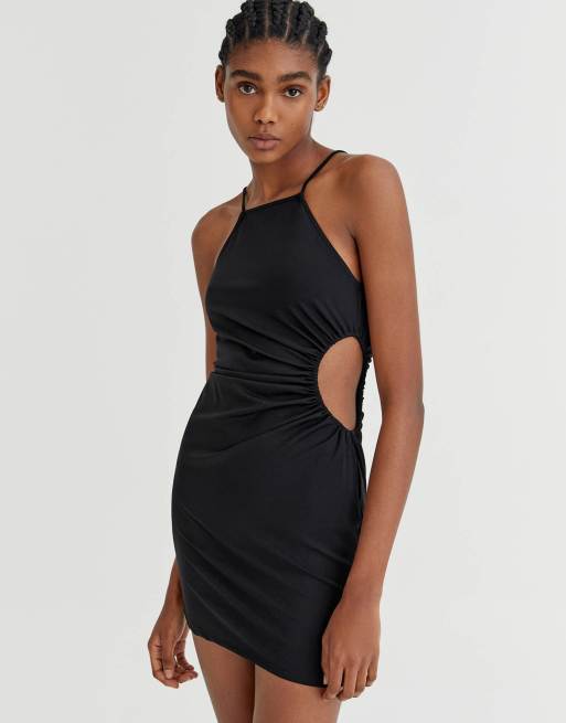 Pull&Bear - Robe courte à dos nageur et découpe - Noir