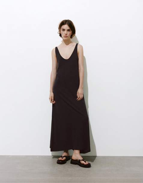 Pull&Bear - Robe mi-longue à bretelles - Gris - view 1
