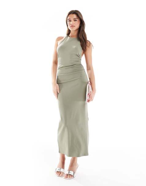 Pull&Bear - Robe mi-longue à encolure nageur - Kaki - view 1