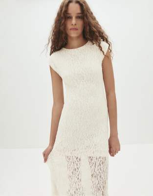 Robe mi-longue en dentelle - Pull & bear - Modalova