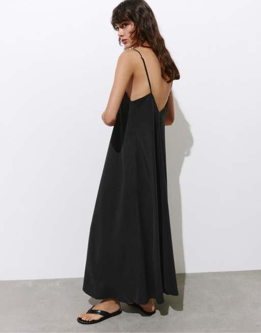 Pull&Bear - Robe mi-longue fluide en modal à bretelles - Gris, 4 de 4