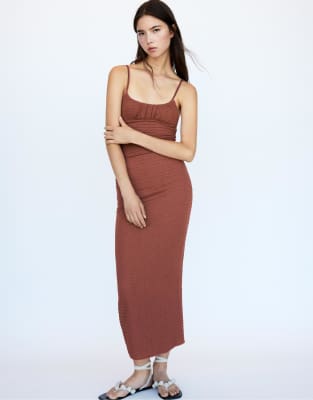 Pull&Bear - Robe mi-longue style champêtre - Aubergine - view 1