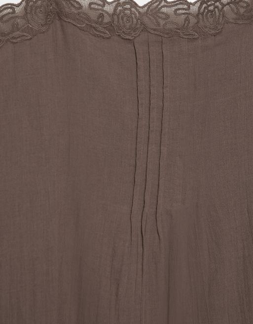 Pull&Bear - Robe rustique à volants et bretelles - Marron, 6 de 7