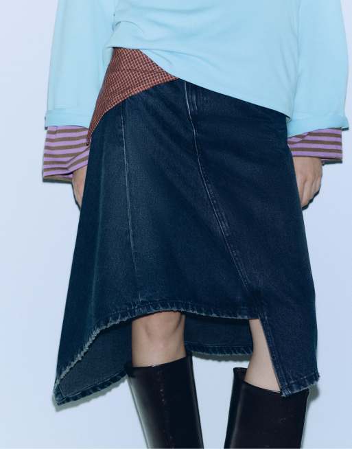 Pull&Bear Rock mit überkreuztem Bund in Blaugrün, 3 von 6