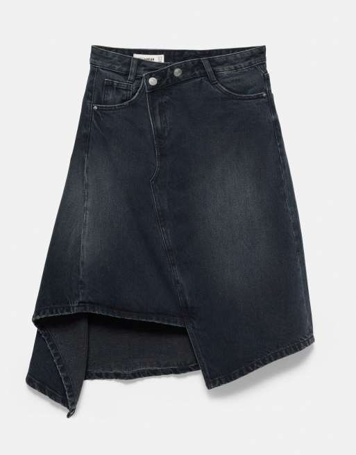 Pull&Bear Rock mit überkreuztem Bund in Blaugrün, 4 von 6