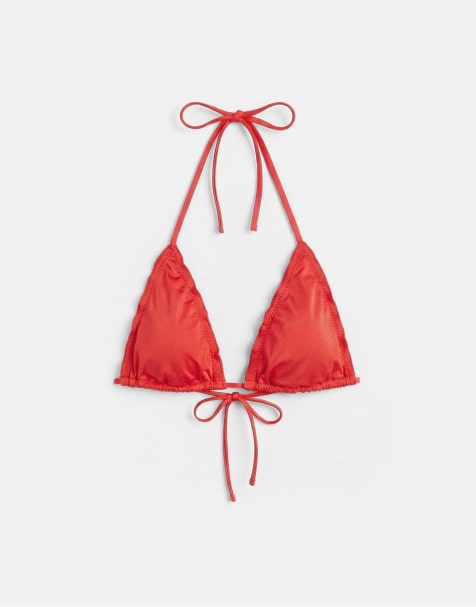 Pull&Bear – Röd bikini med volang - view 1