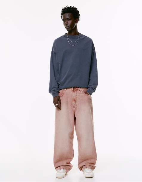 Pull&Bear – Röda, baggy jeans med avslappnad passform - view 1