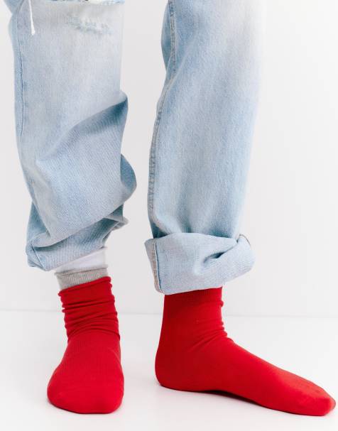 Pull&Bear – Röda, enkla strumpor, 3-pack - view 1