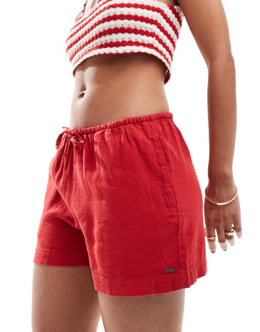 Pull&Bear – Röda shorts i linnestil med dragsko i midjan, 2 av 5