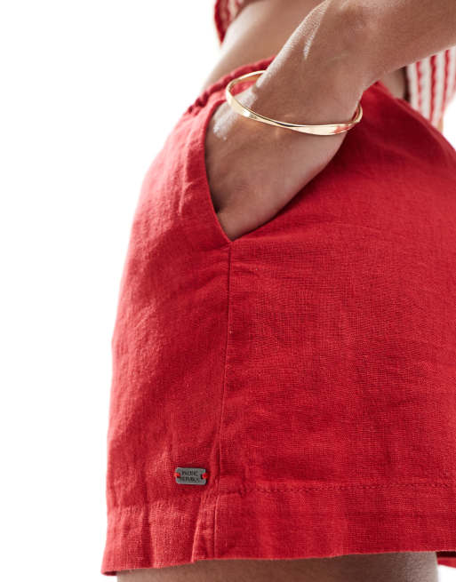 Pull&Bear – Röda shorts i linnestil med dragsko i midjan, 4 av 5