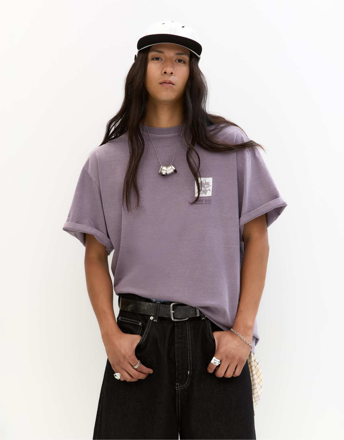 Pull&Bear Rogue tribe graphic t-shirt in mauve