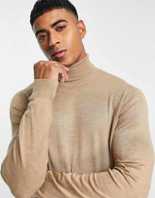 Roll neck shop beige jumper