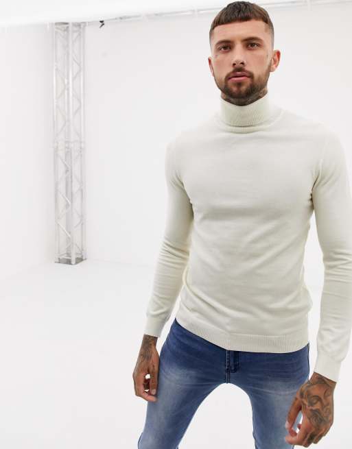 Pull Bear roll neck jumper in cream