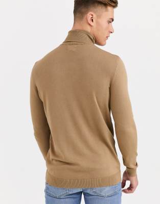 tan polo neck jumper
