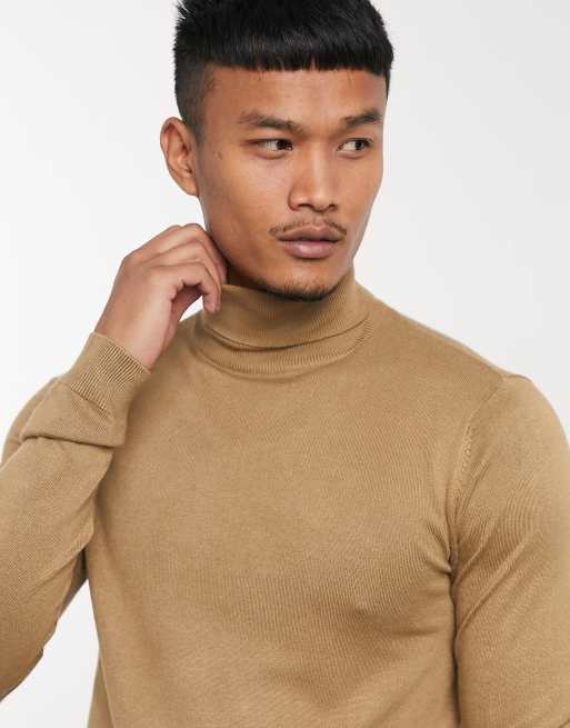 Tan roll neck on sale jumper