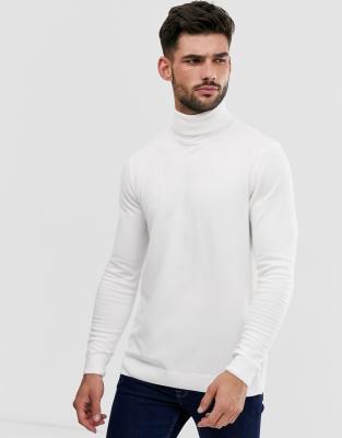 roll neck white jumper