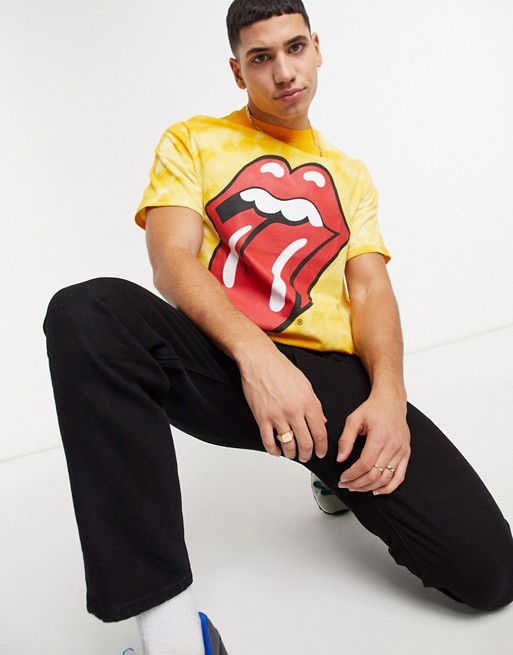 Pull&Bear Rolling Stones long sleeve t-shirt in tie dye