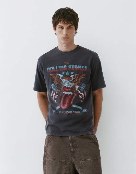 Pull&Bear Rolling Stones T-shirt i mørk antracit - view 1