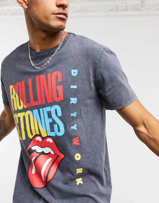 Pull Bear Rolling Stones t shirt in black