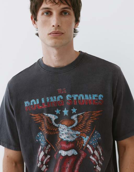 Pull&Bear Rolling Stones T-Shirt in Dunkelanthrazit, 3 von 7