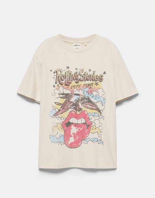 Pull&Bear Rolling stones t-shirt in off white, 5 of 7