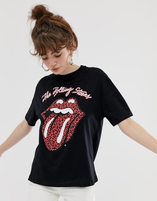 Pull Bear Rolling Stones tee in black