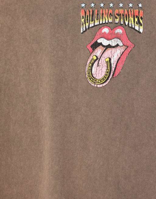 Pull&Bear Rolling stones vest top in brown, 6 of 7