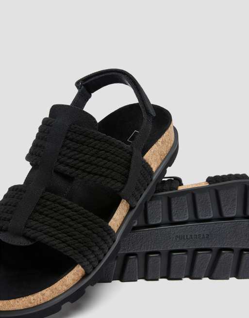 Pull Bear rope sandal in black