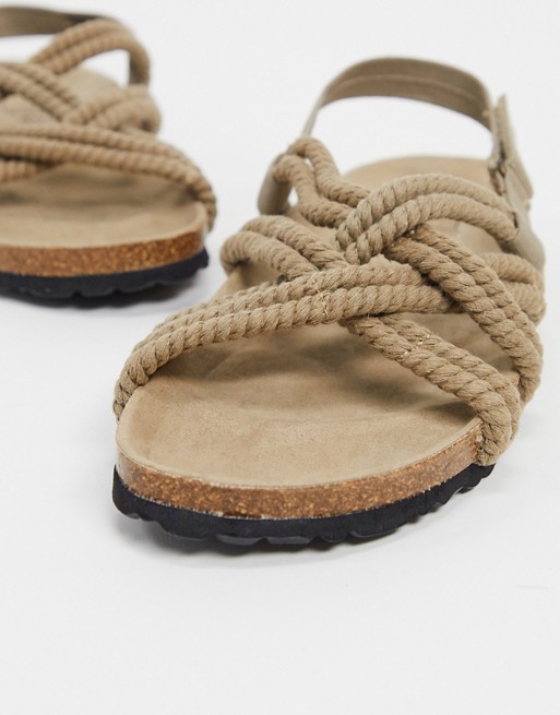 Pull&Bear rope sandal in brown