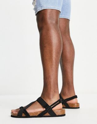 Pull&Bear rope sandals in black