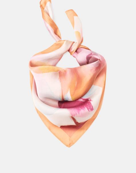 Pull&Bear – Rosa, blommig scarf i satin - view 1