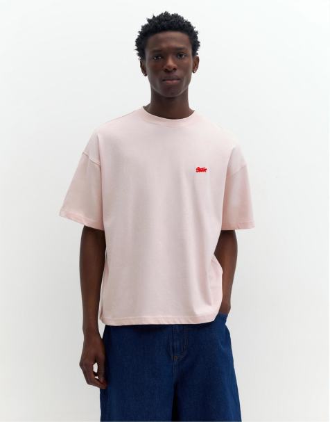 Pull&Bear – Rosa t-shirt i oversize med boxig passform och STWD-logga - view 1