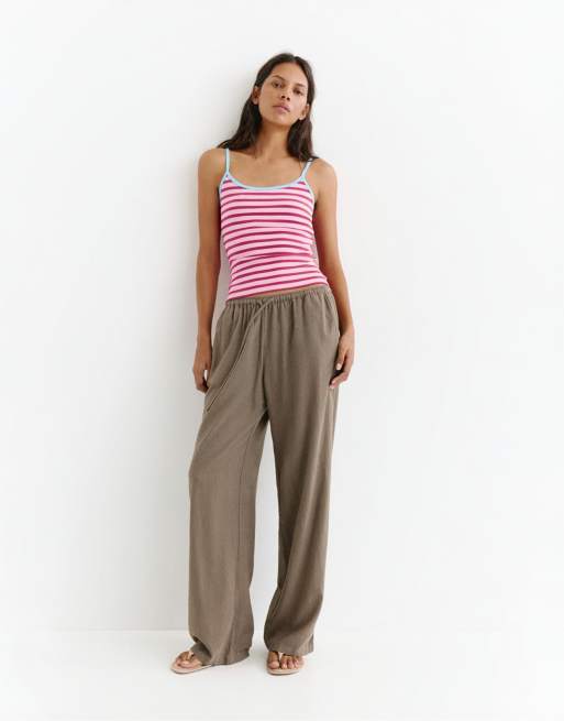 Pull&Bear – Rosa topp med smala axelband, 4 av 7