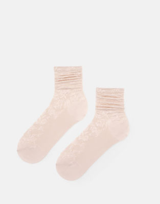 Pull&Bear – Rosa, upphöjda strumpor med textur - view 1