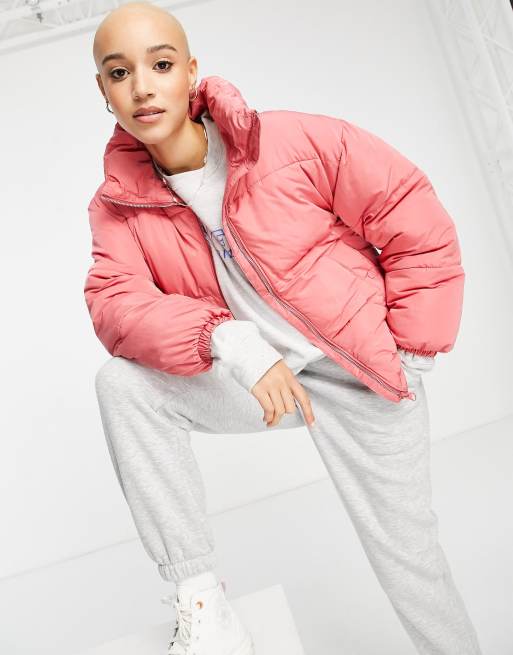 Pull&Bear – Rosa vadderad pufferjacka