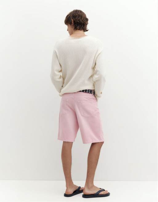 Pull&Bear – Rosenrosa, baggy bermudashorts i denim, 2 av 4