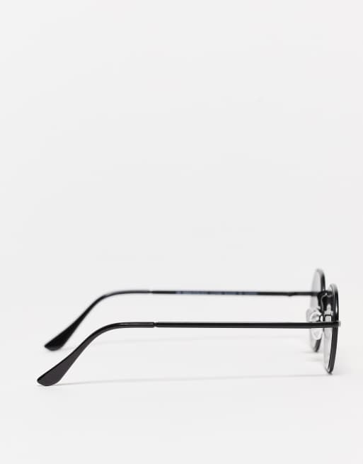 Pull&Bear round metal frame sunglasses in black, 2 of 4