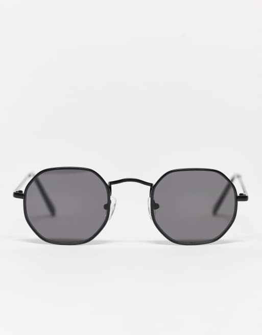 Pull&Bear round metal frame sunglasses in black, 4 of 4