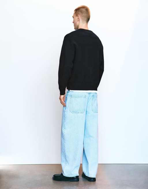 Pull&Bear Round neck jumper in black, 2 of 7